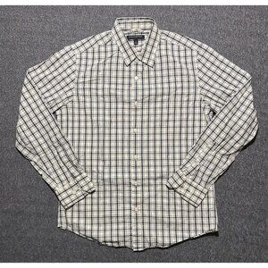 Banana Republic Button Shirt mens Gray/White Plaid Flannel Long Sleeve Size S
